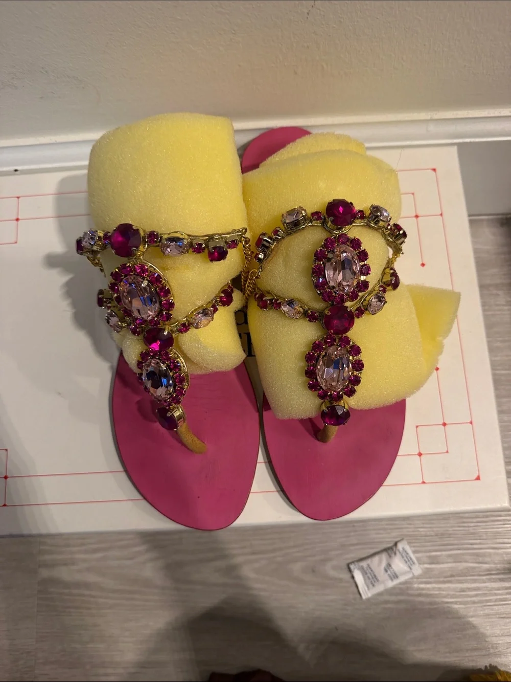 Mystique Boutique Hot Pink Jeweled Thong Sandals - Picture 1 of 4